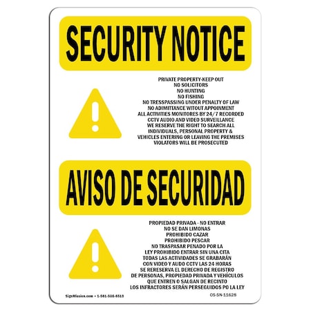 Signmission OSHA Security Sign, 7" Height, 10" Width, Private Property Keep Out, Landscape, SN-D-L-11628 OS-SN-D-710-L-11628